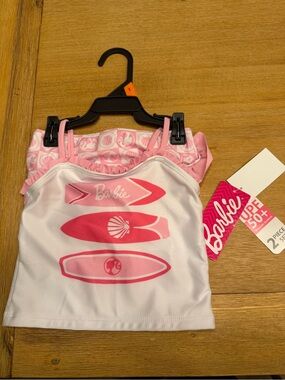 Barbie Pink and White Surfboard Swim Tankini swimsuit for Girls